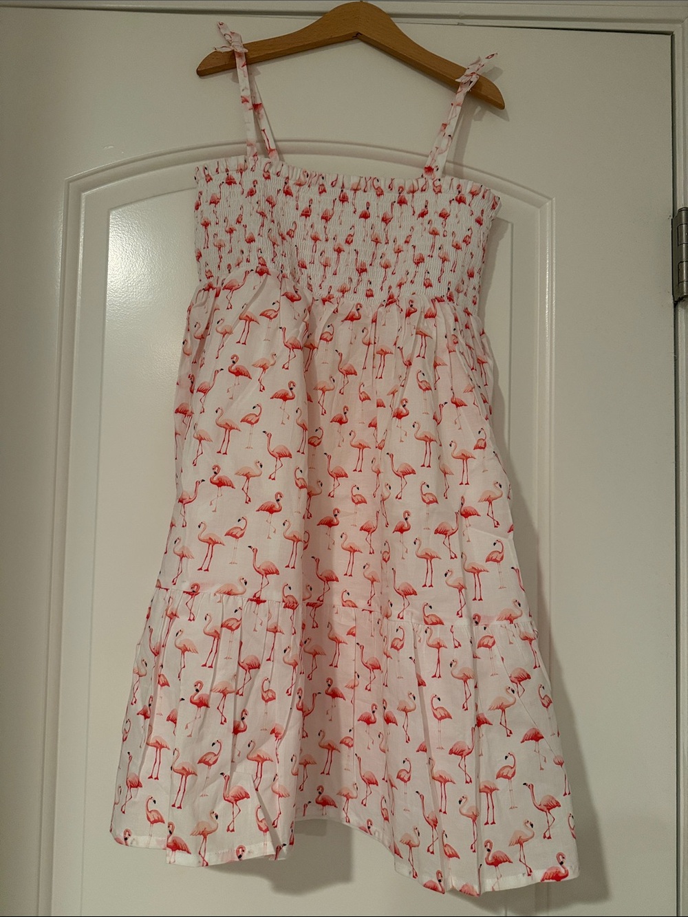 Girls Beautiful Ivory Sundress with Pink Flamingo Print Size 12 NWT